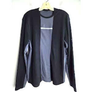 Nike Sephere Men Black & Grey Long Sleeve Waffle Knit Shirt size Large